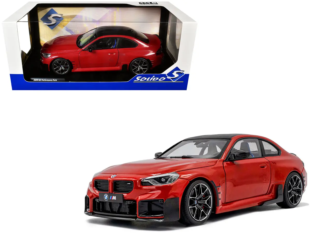 2024 Bmw M2 Performance Parts Toronto Red Metallic With Carbon Top 1/18 Diecast Model Car By Solido 1