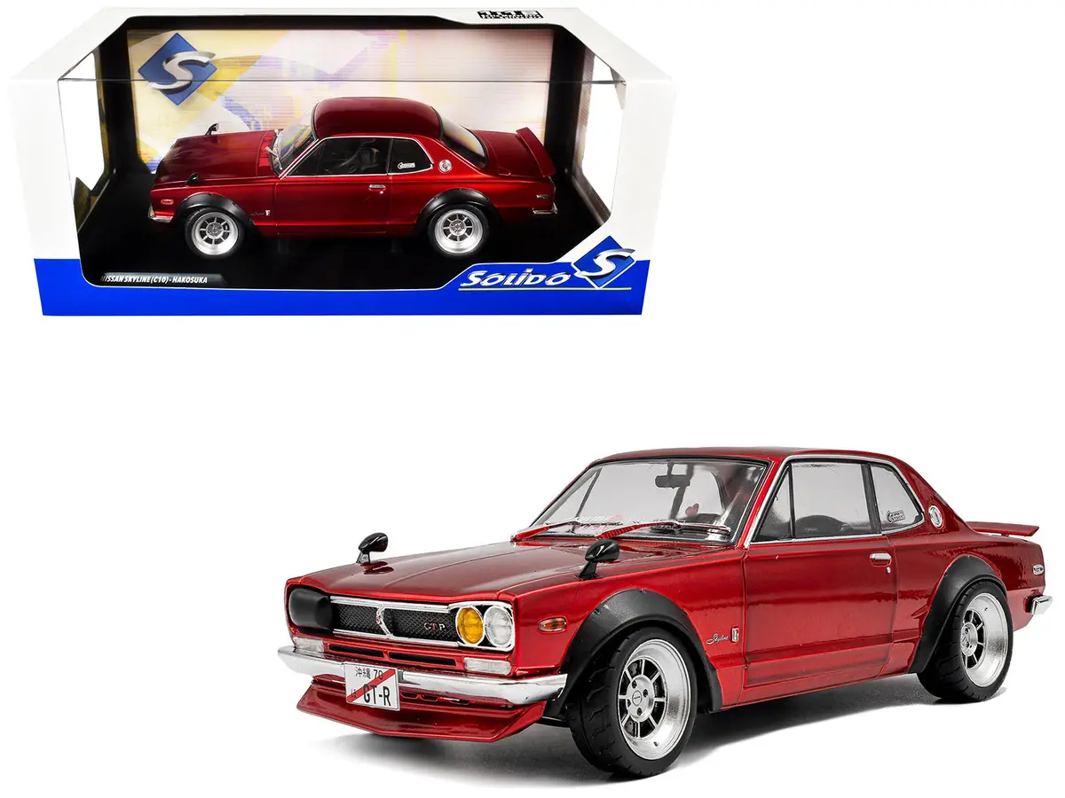 1970 Nissan Skyline (C10) Hakosuka Rhd (Right Hand Drive) Red Metallic 1/18 Diecast Model Car By Solido 1
