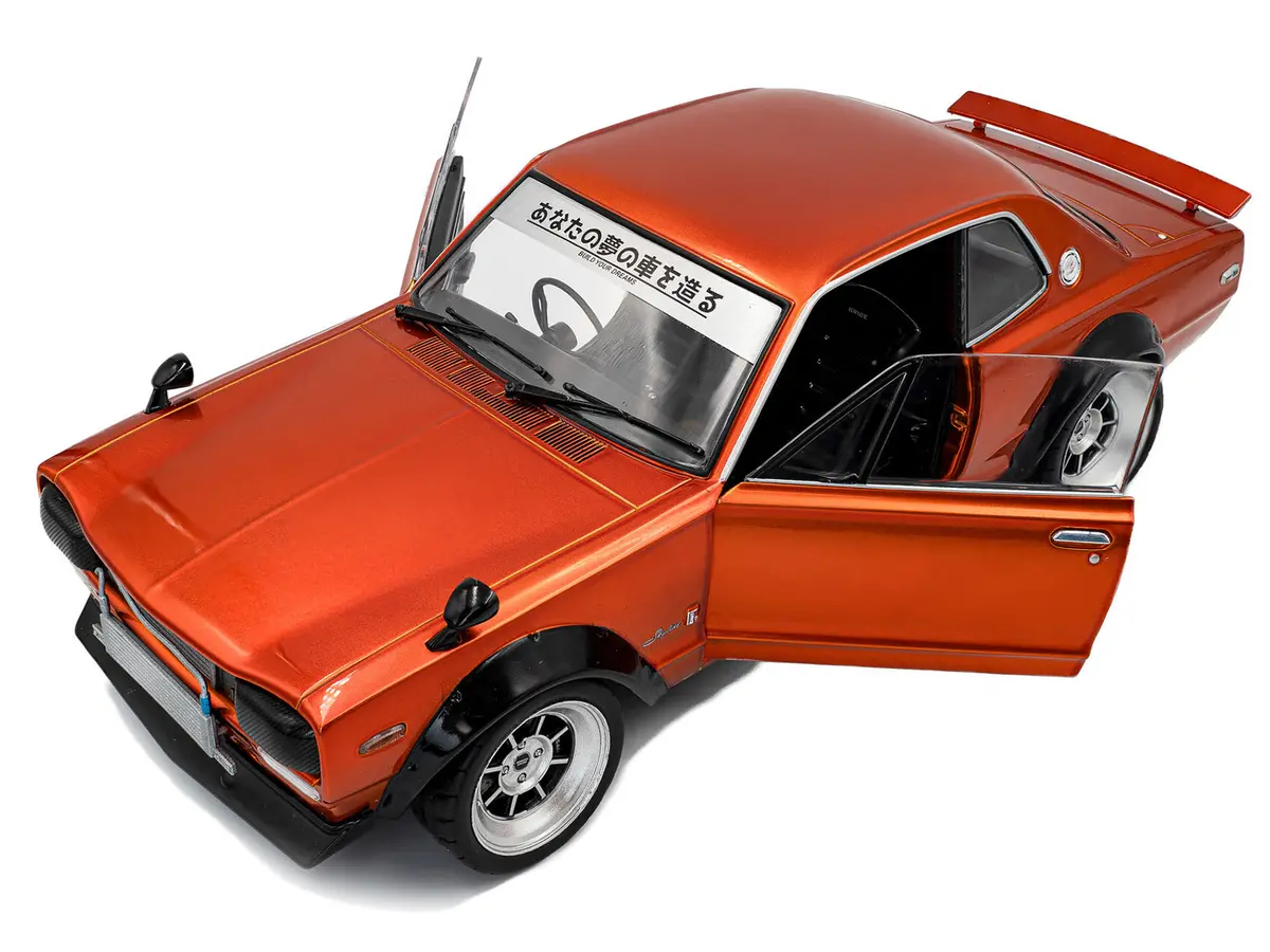 1970 Nissan Skyline (C10) Hakosuka Rhd (Right Hand Drive) Orange Metallic 1/18 Diecast Model Car By Solido 2