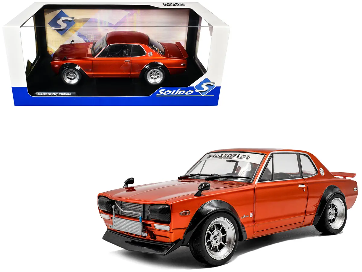 1970 Nissan Skyline (C10) Hakosuka Rhd (Right Hand Drive) Orange Metallic 1/18 Diecast Model Car By Solido 1
