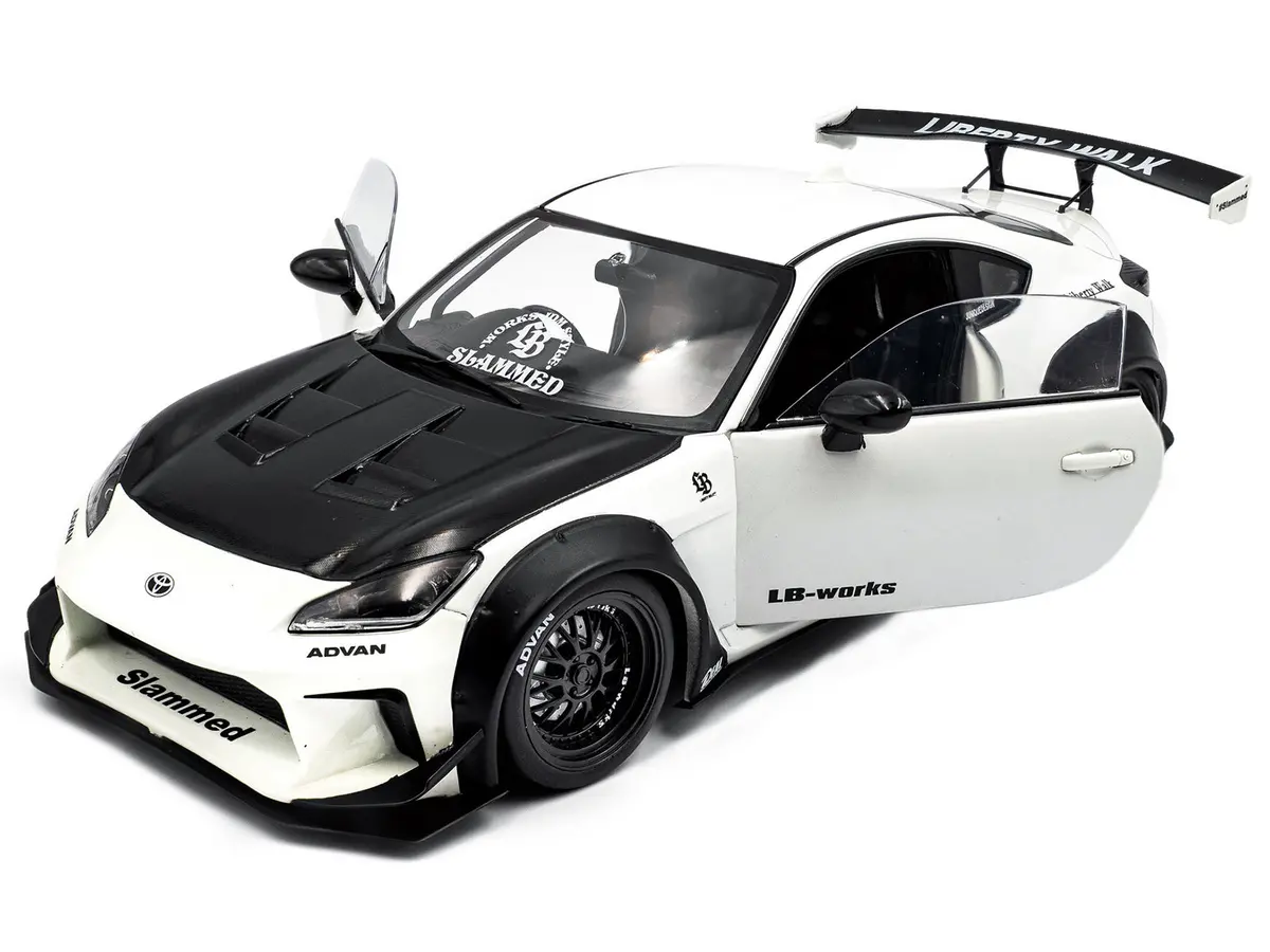 2024 Toyota Gr86 Lbwk Body Kit Rhd (Right Hand Drive) Pearl White With Carbon Hood 1/18 Diecast Model Car By Solido 2