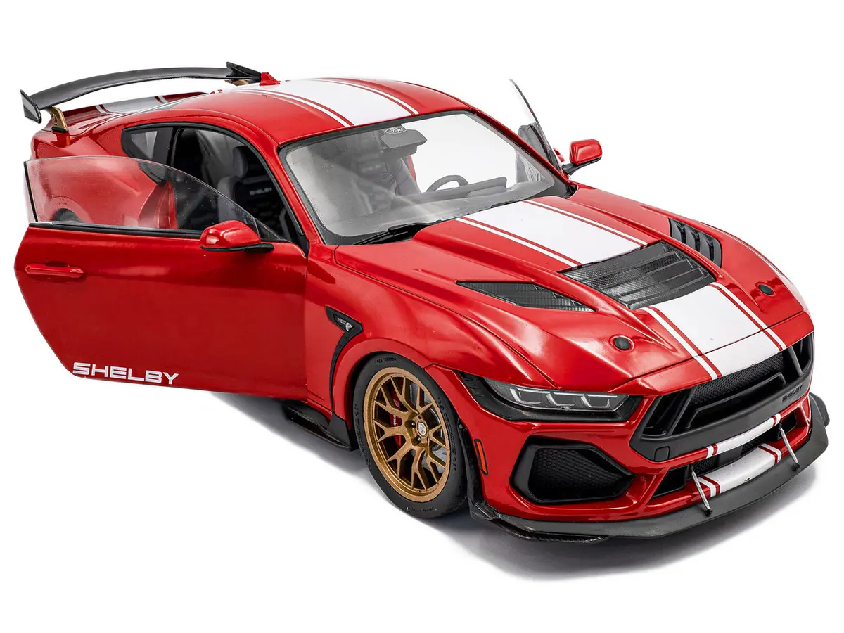 2024 Ford Shelby Mustang Super Snake Race Red With White Stripes 1/18 Diecast Model Car By Solido 2