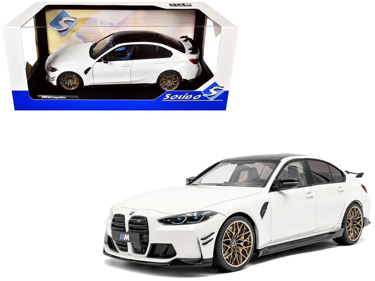 2024 Bmw M3 Competition Alpine White With Carbon Top 1/18 Diecast Model Car By Solido 1