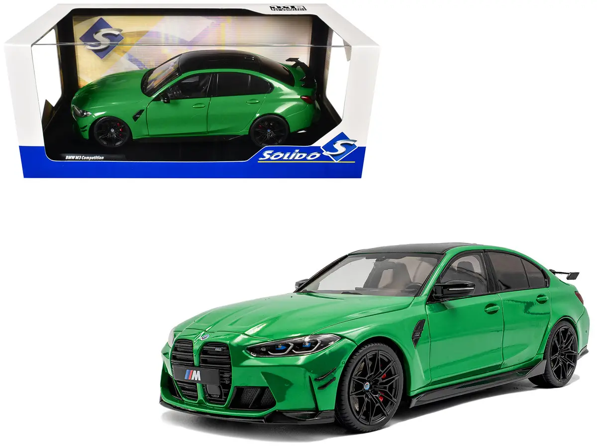 2024 Bmw M3 Competition Signal Green With Carbon Top 1/18 Diecast Model Car By Solido 1