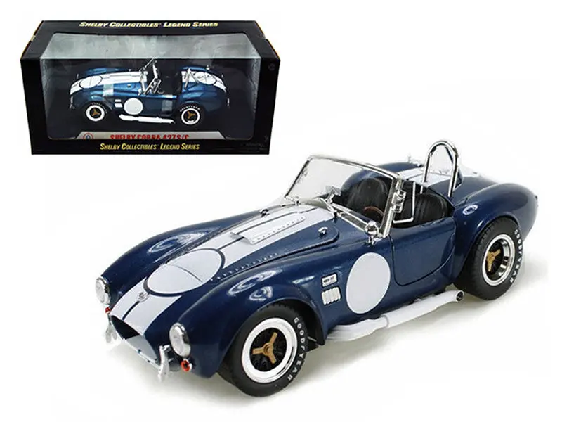 1965 Shelby Cobra 427 S/C Blue With Printed Carroll Shelby Signature On Trunk 1/18 Diecast Model Car By Shelby Collectibles 1