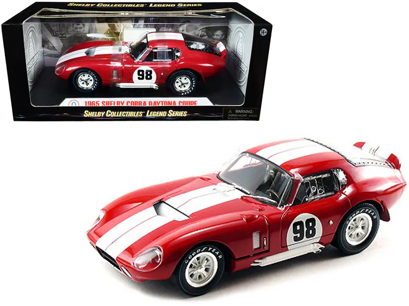 1965 Shelby Cobra Daytona Coupe #98 Red With White Stripes 1/18 Diecast Model Car By Shelby Collectibles 1