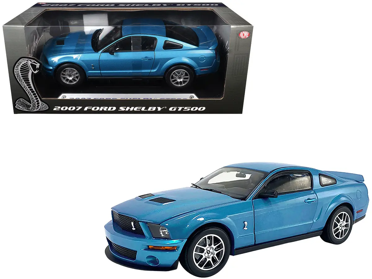 2007 Ford Shelby Gt500 Windveil Blue Metallic "Shelby Collectibles" Series 1/18 Diecast Model Car By Acme 1