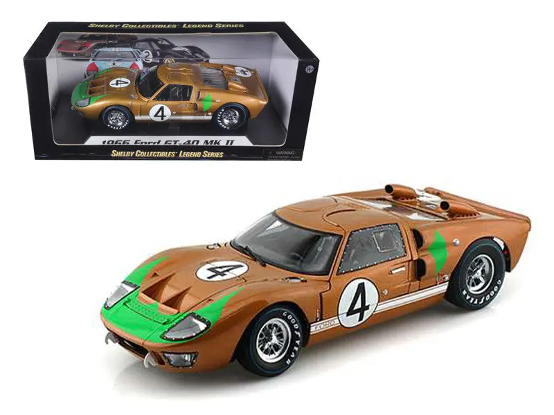 1966 Ford Gt-40 Mk 2 Gold #4 1/18 Diecast Model Car By Shelby Collectibles 1