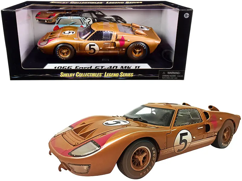 1966 Ford Gt-40 Mk Ii #5 Gold After Race (Dirty Version) 1/18 Diecast Model Car By Shelby Collectibles 1