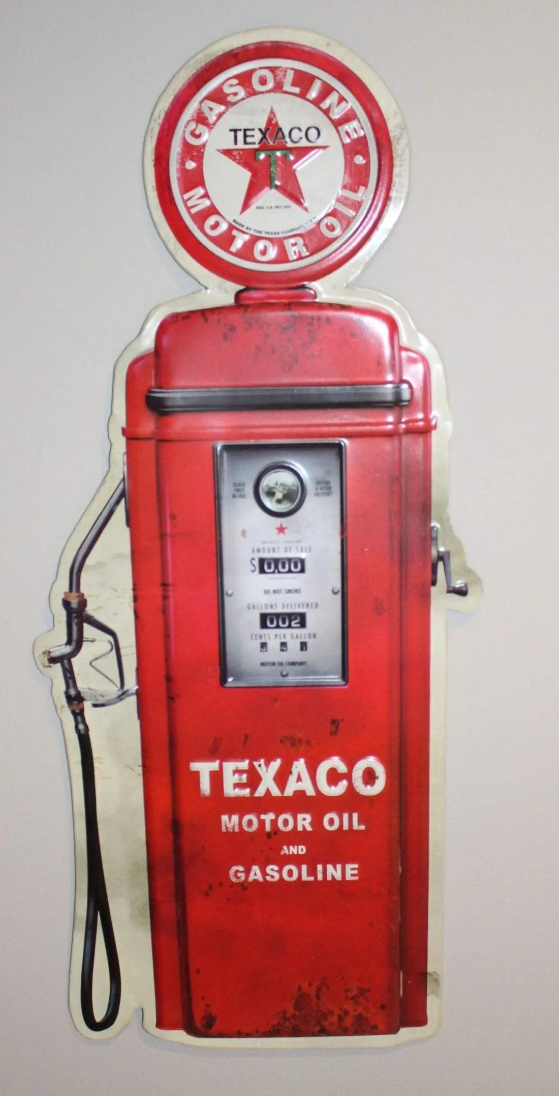 Vintage Texaco Gas Pump 10.25" X 23.5" Embossed Metal Sign 1