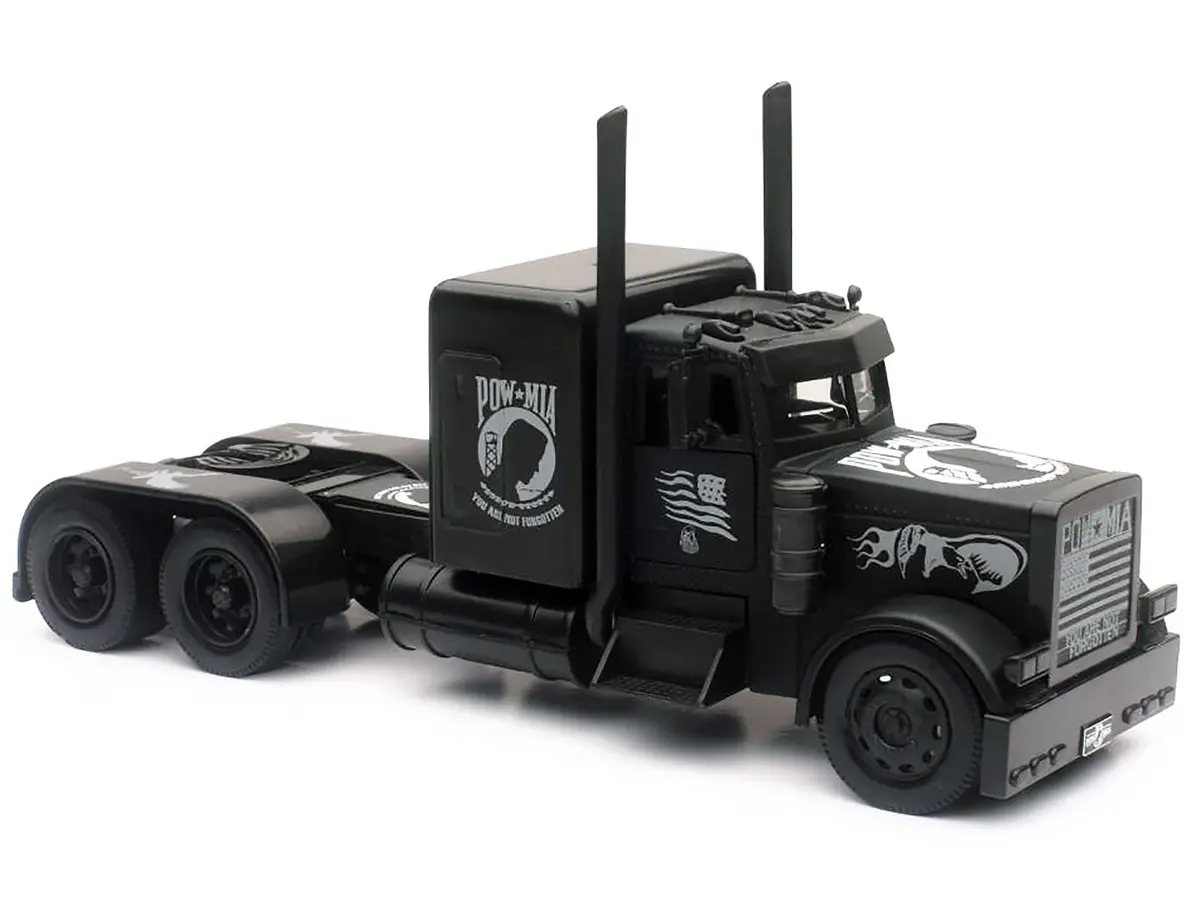 Peterbilt Custom Truck Black Out "Pow-Mia You Are Not Forgotten" 1/32 Diecast Model By New Ray 2