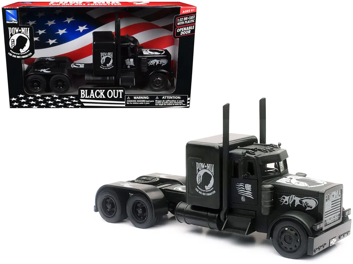 Peterbilt Custom Truck Black Out "Pow-Mia You Are Not Forgotten" 1/32 Diecast Model By New Ray 1