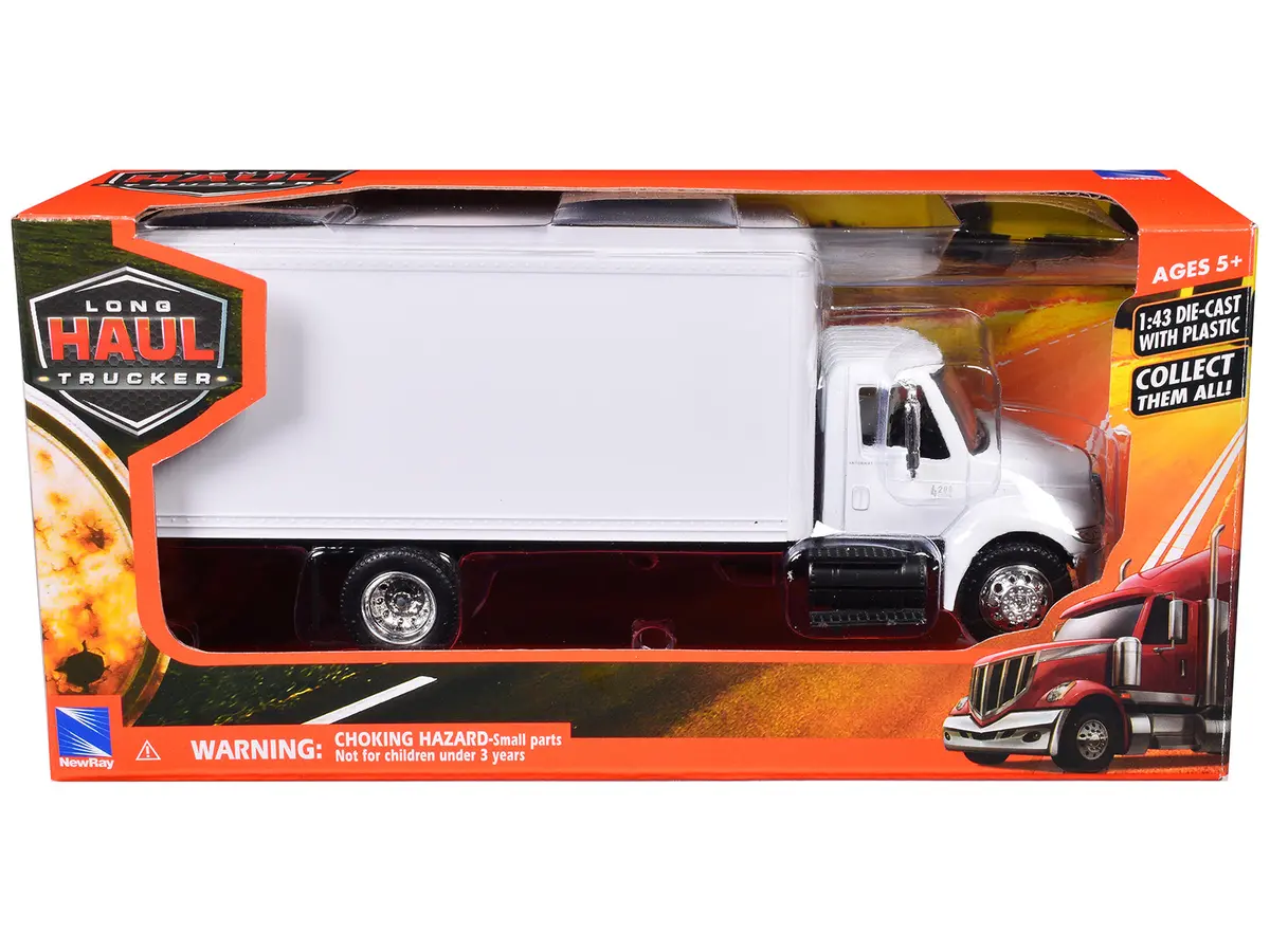 International 4200 Box Truck White "Long Haul Truckers" Series 1/43 Diecast Model By New Ray 1
