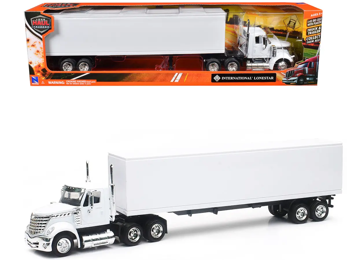 International Lonestar Truck With Dry Goods Trailer White "Long Haul Truckers" Series 1/43 Diecast Model By New Ray 1