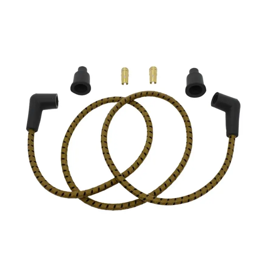 Cloth Braded Spark Plug Wire Kit 7Mm - Tan W/Black Tracer 1