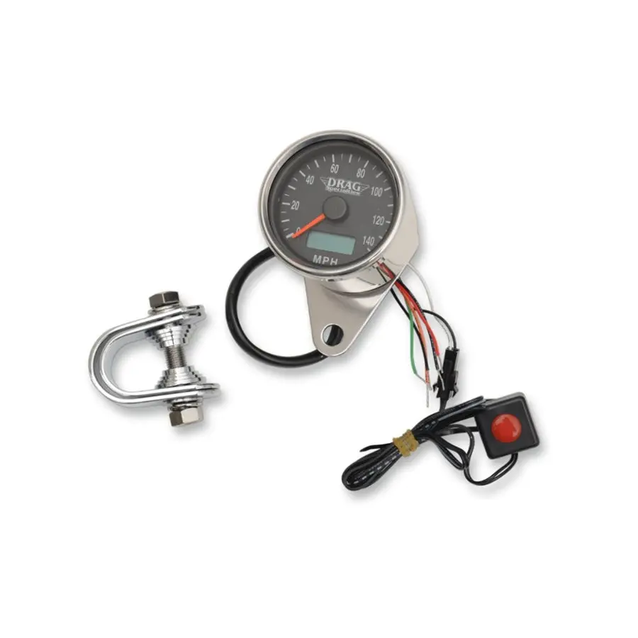 2.4" Mph Programmable Mini Speedometer With Odometer - Black Face 1