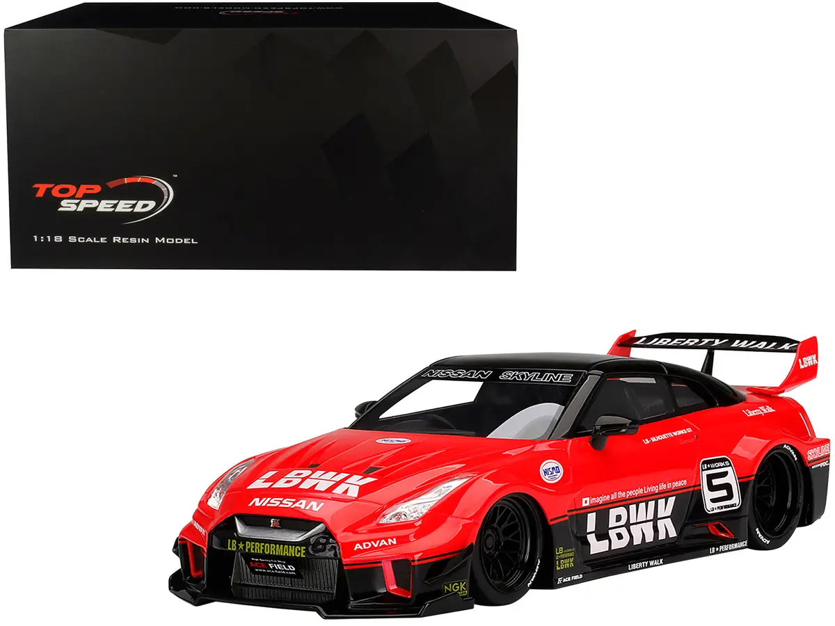 Nissan 35Gt-Rr Ver.1 Lb-Silhouette Works Gt #5 Rhd (Right Hand Drive) Lbwk Red And Black 1/18 Model Car By Top Speed 1