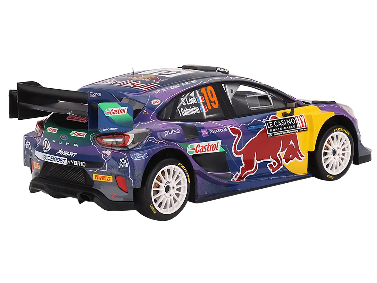 Ford Puma Rally1 #19 Sebastien Loeb - Isabelle Galmiche "M-Sport Ford Wrt" Winner "Monte Carlo Rally" (2022) 1/18 Model Car By Top Speed 2