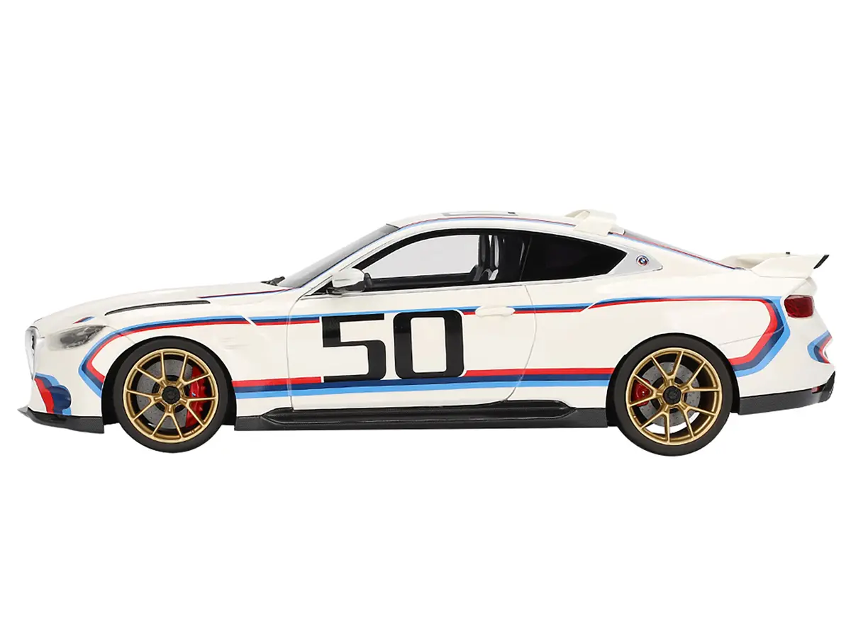 Bmw M4 3.0 Csl #50 White With Blue And Red Stripes 1/18 Model Car By Top Speed 2