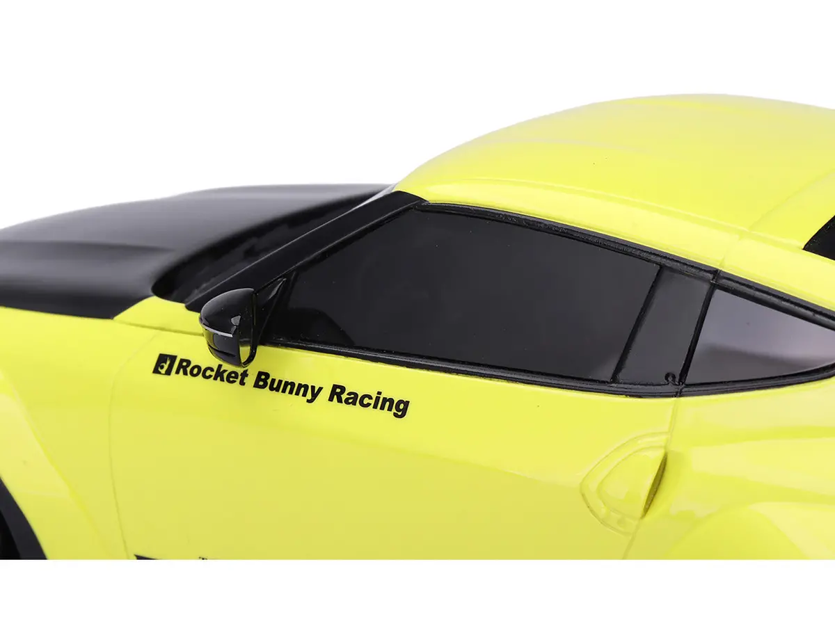 Nissan Z (Rz34) "Pandem" Ikazuchi Yellow With Matte Black Hood 1/18 Model Car By Top Speed 2