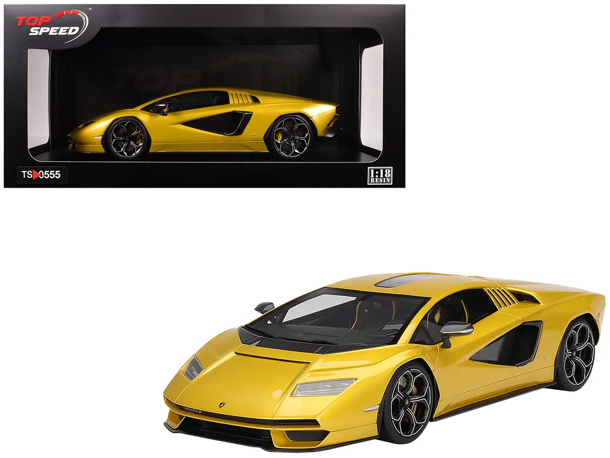 Lamborghini Countach Lpi 800-4 New Giallo Orion Gold Metallic 1/18 Model Car By Top Speed 1