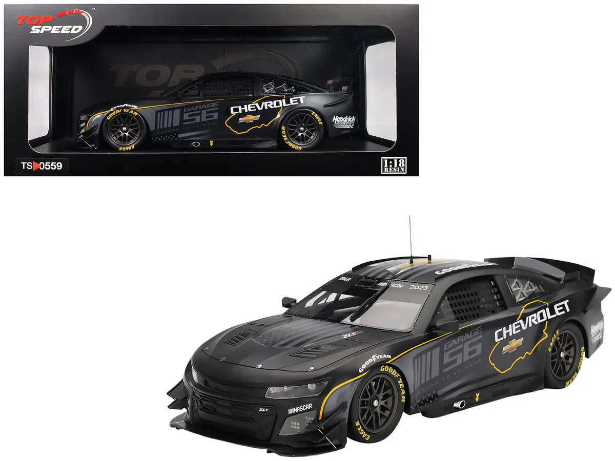 Chevrolet Camaro Zl1 #24 "Hendrick Motorsports Test Car" Matt Black With Graphics 1/18 Model Car By Top Speed 1