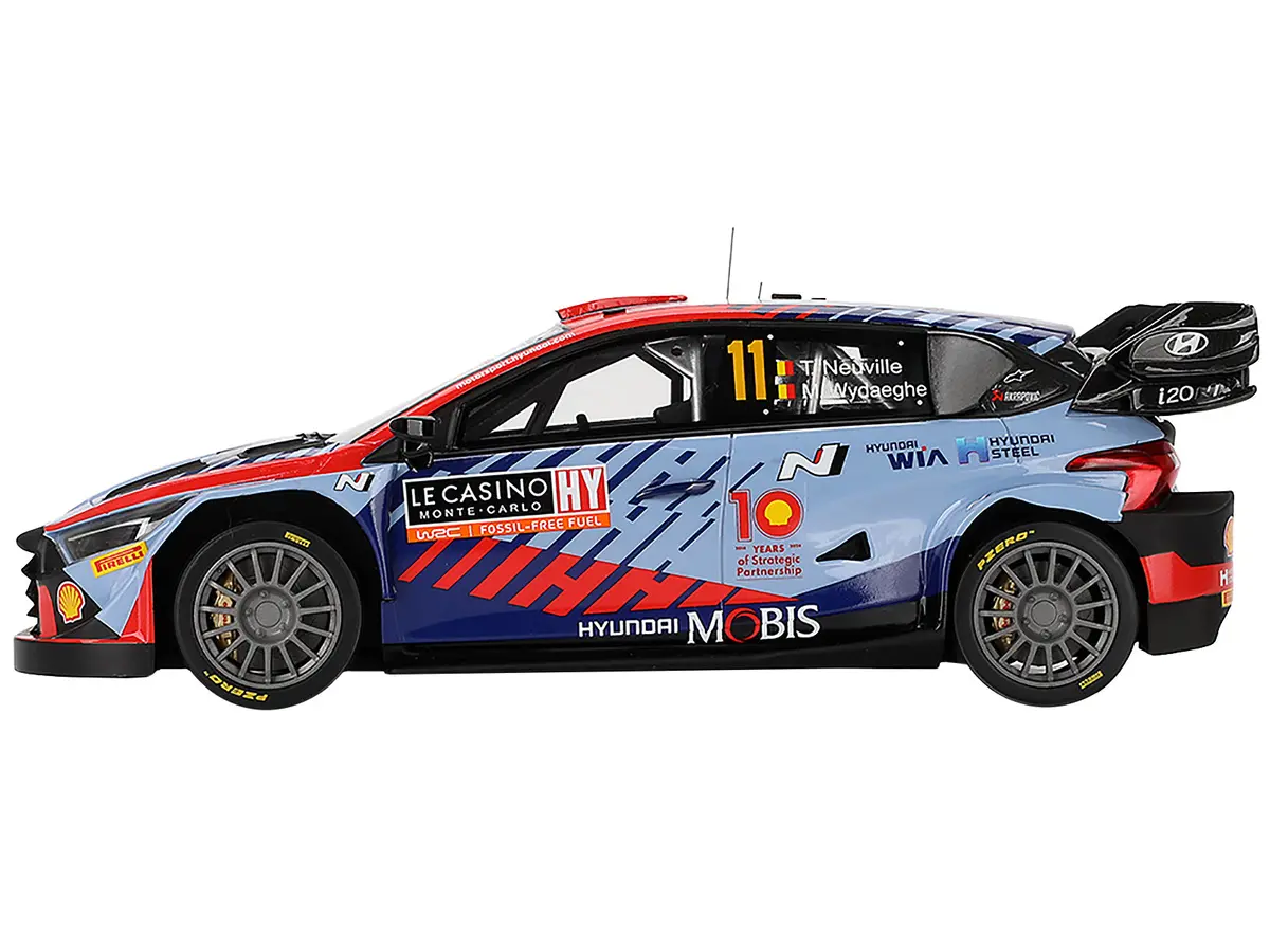 Hyundai I20 N Rally1 Hybrid #11 Thierry Neuville - Martijn Wydaeghe "Hyundai Shell Mobis Wrt" Winner Wrc "Monte Carlo Rally" (2024) 1/18 Model Car By Top Speed 2