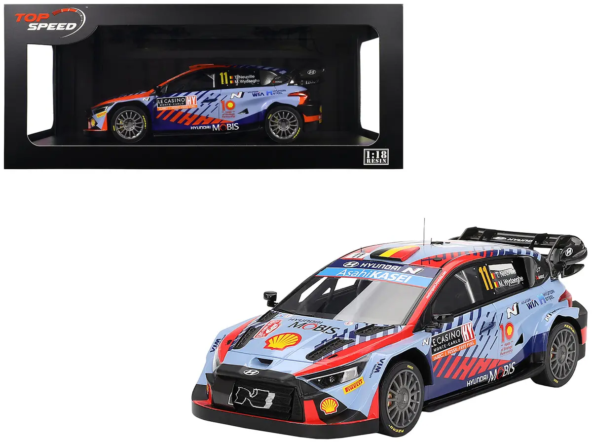 Hyundai I20 N Rally1 Hybrid #11 Thierry Neuville - Martijn Wydaeghe "Hyundai Shell Mobis Wrt" Winner Wrc "Monte Carlo Rally" (2024) 1/18 Model Car By Top Speed 1