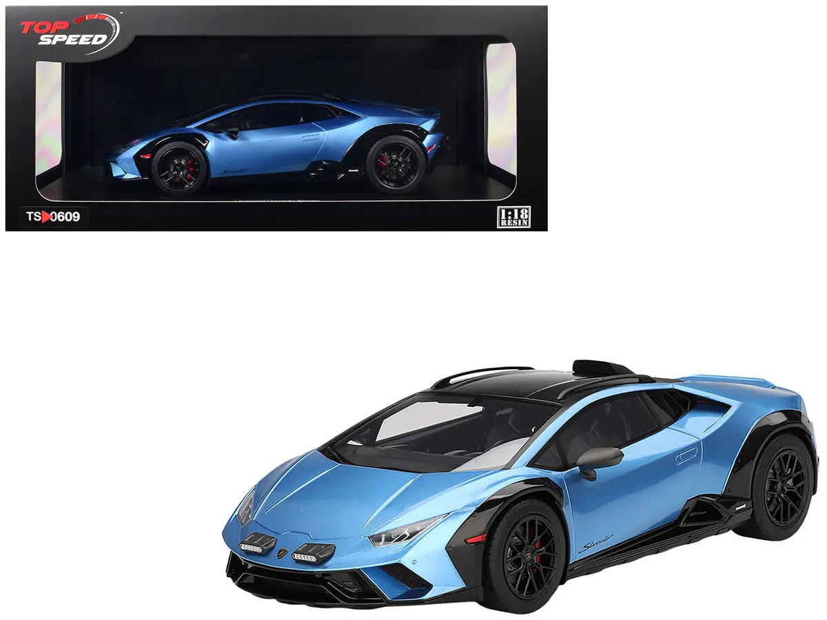 Lamborghini Huracan Sterrato Blu Aegir Blue Metallic With Matte Black Top 1/18 Model Car By Top Speed 1