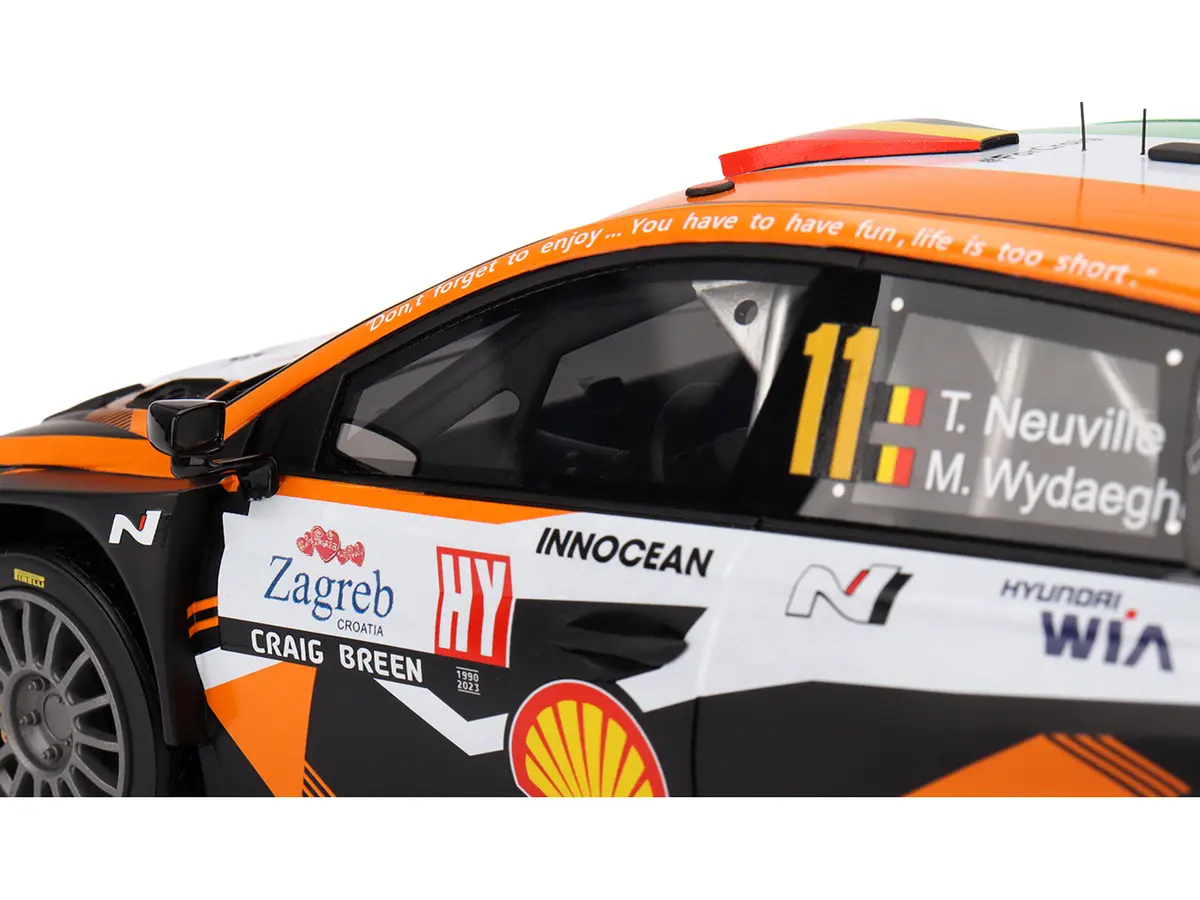 Hyundai I20 N Rally1 Hybrid #11 Thierry Neuville - Martijn Wydaeghe "Hyundai Shell Mobis Wrt" Winner "Rally Croatia Power Stage" (2023) 1/18 Model Car By Top Speed 2