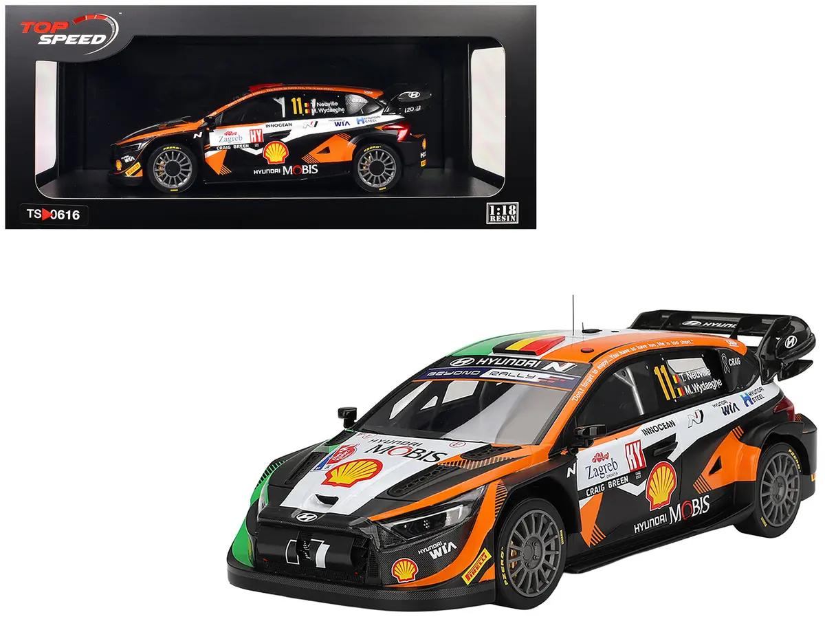 Hyundai I20 N Rally1 Hybrid #11 Thierry Neuville - Martijn Wydaeghe "Hyundai Shell Mobis Wrt"  Winner "Rally Croatia Power Stage" (2023) 1/18 Model Car By Top Speed 1
