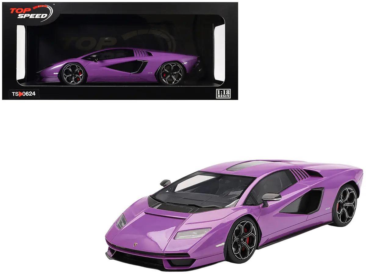 Lamborghini Countach Lpi 800-4 Viola 30Th Purple Metallic 1/18 Model Car By Top Speed 1