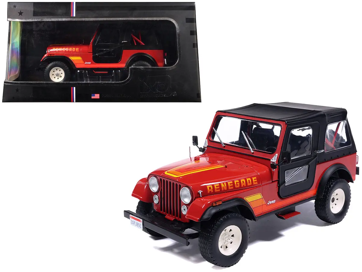 1983 Jeep Renegade Red With Stripes And Black Top 1/24 Diecast Model By Ixo Models 1
