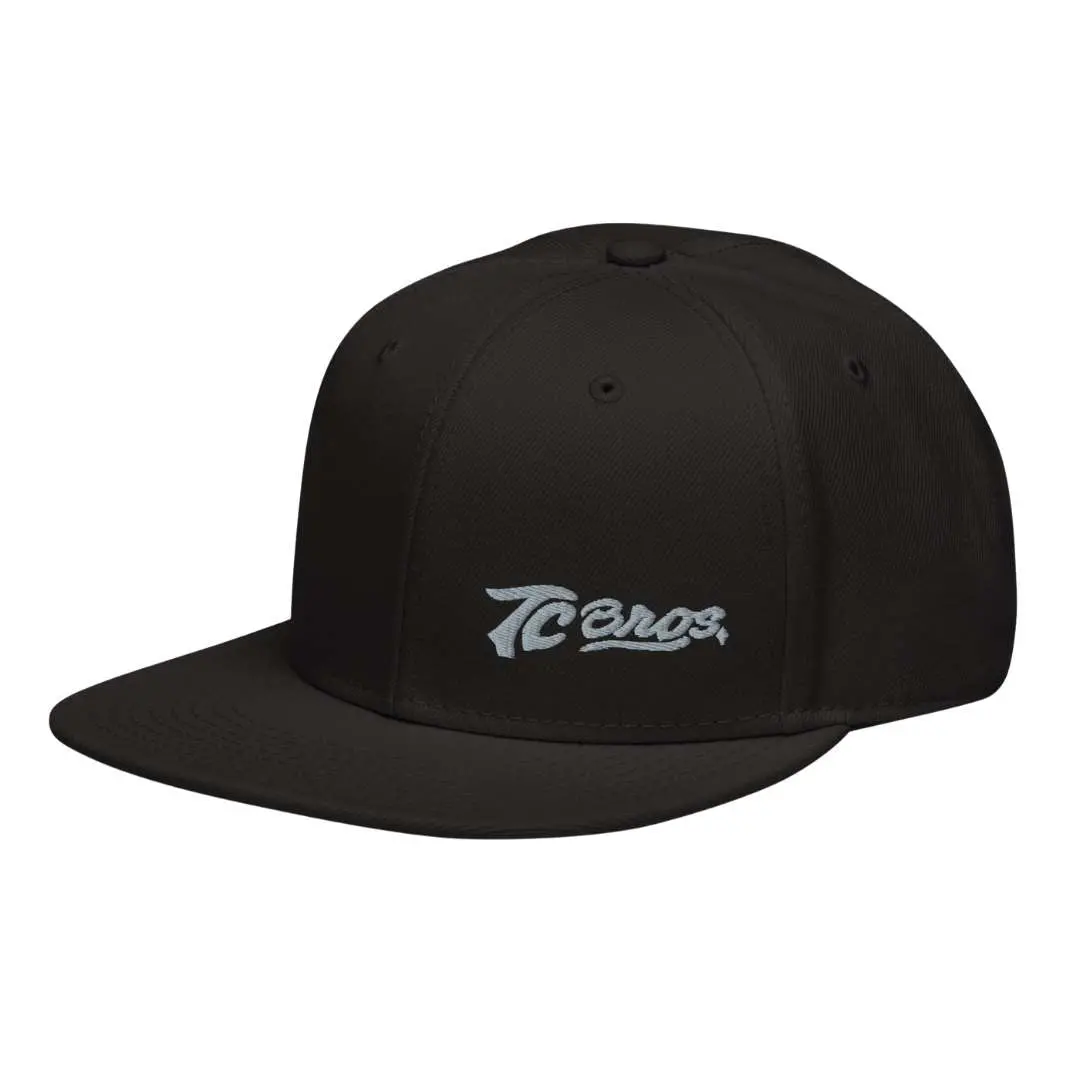 Script Flat Bill Snapback Hat - Black 1