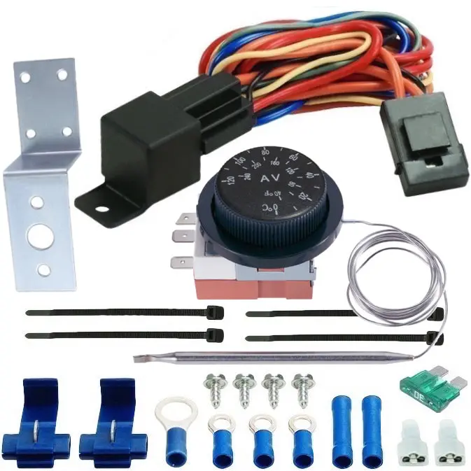 Adjustable Electric Fan Temperature Thermostat Controller Switch Wire Kit 1