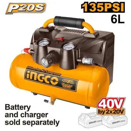 Air Compressor Cordless 2X𝑃20ˢ 6ℓ Ingco 2