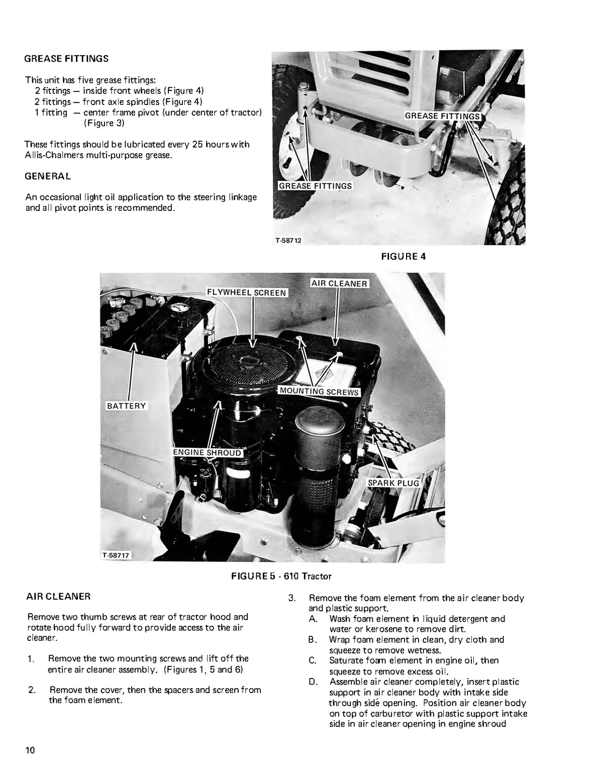 Allis Chalmers Models 608 - 610 Series Lawn & Garden Tractors Operator's Manual 2