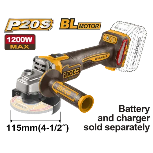 Angle Grinder Cordless 115๐๐ ๐20หข Ingco 2