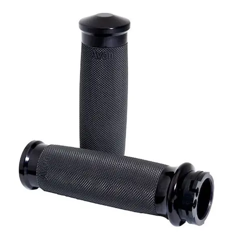 Avon Custom Contour 1" Black Grips Fits Harley Single Or Dual Exterior Throttle Cables 1