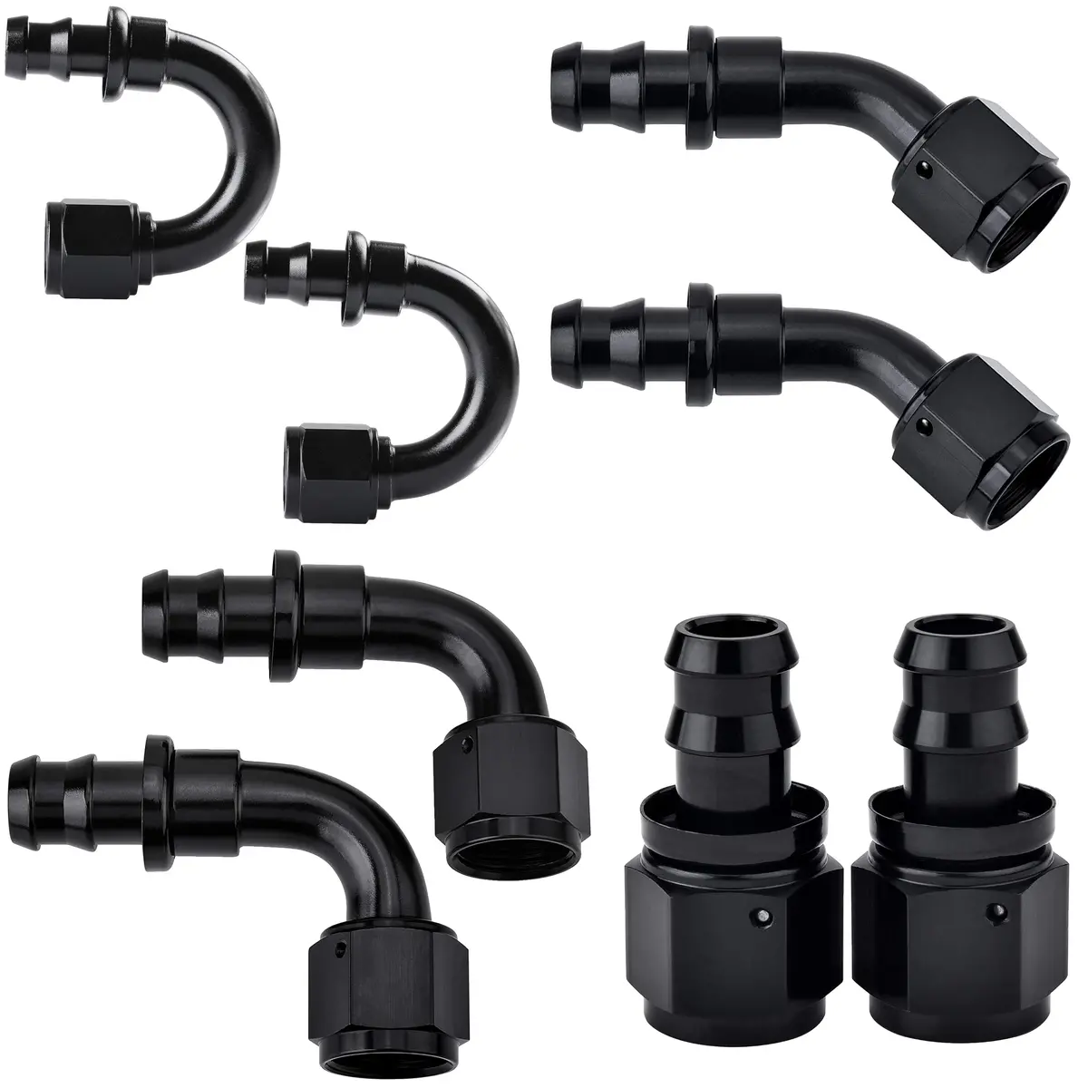 0-180 Degree Transmission Oil Cooler Hose Line Push-On Barbed Fitting Adapters 1