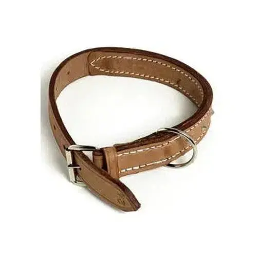 Dog Collar Leather Stitched 1