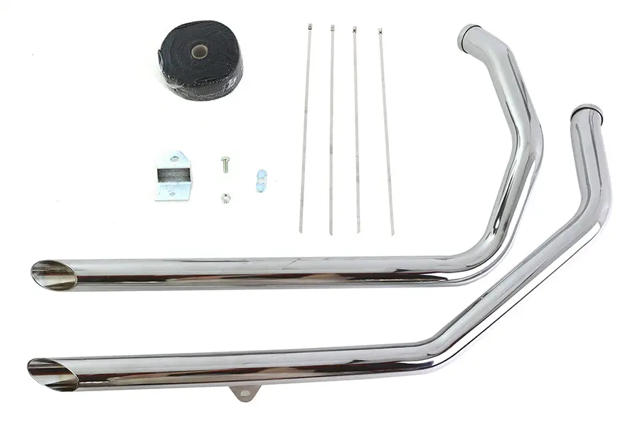 1986-2003 Sportster Exhaust Drag Pipe Kit W/Black Header Wrap - Slash Cut 1