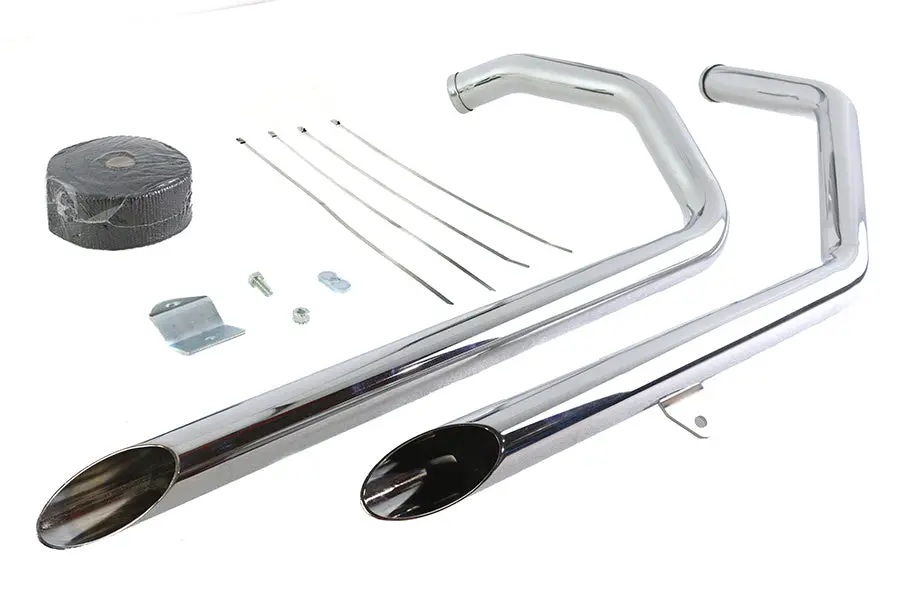 1986-2003 Sportster Exhaust Drag Pipe Kit W/Black Header Wrap - Slash Cut 2