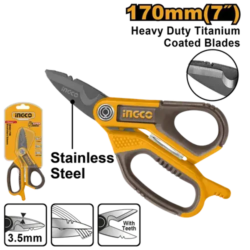 Electrical Scissors Titanium Coated Ss Blade Ingco 2