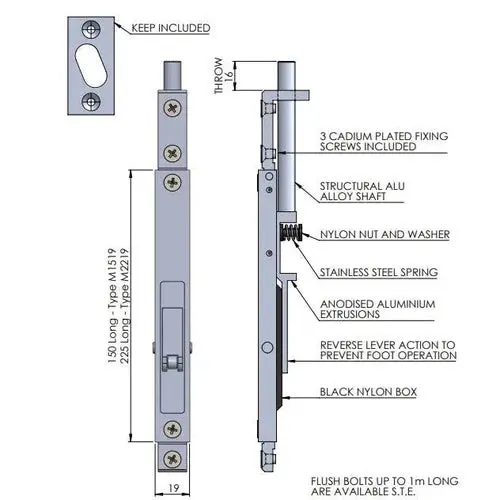 Flush Bolt For Aluminium Door Alufab 2