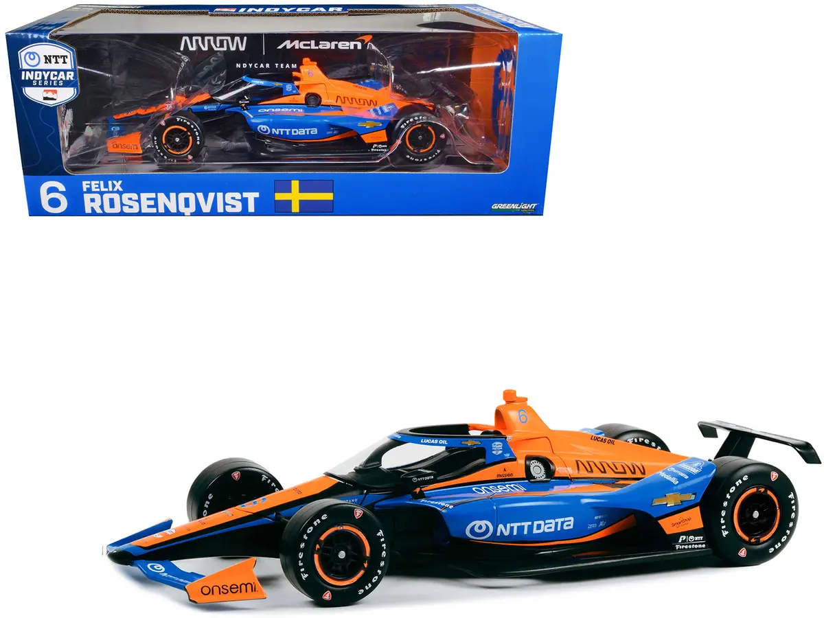 Dallara Indycar #6 Felix Rosenqvist "Ntt Data" Arrow Mclaren "Ntt Indycar Series" (2023) 1/18 Diecast Model Car By Greenlight 1
