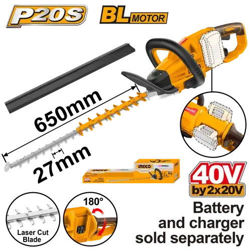 Hedge Trimmer Cordless 2X𝑃20ˢ Ingco 2