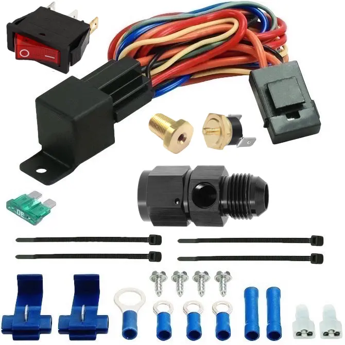 15 Row Transmission Cooler Electric Fan An Hose End Temperature Sensor Kit 2