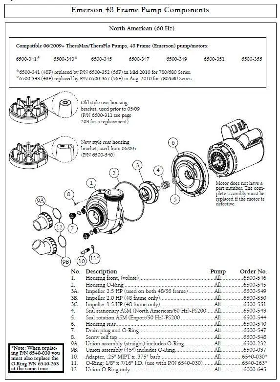 Sundance Spas Rear Pump Housing (P/N: 6500-540) Out Of Stock 2