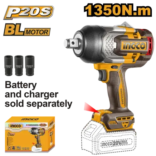 Impact Wrench 3/4" Cordless 𝑃20ˢ Ingco 2